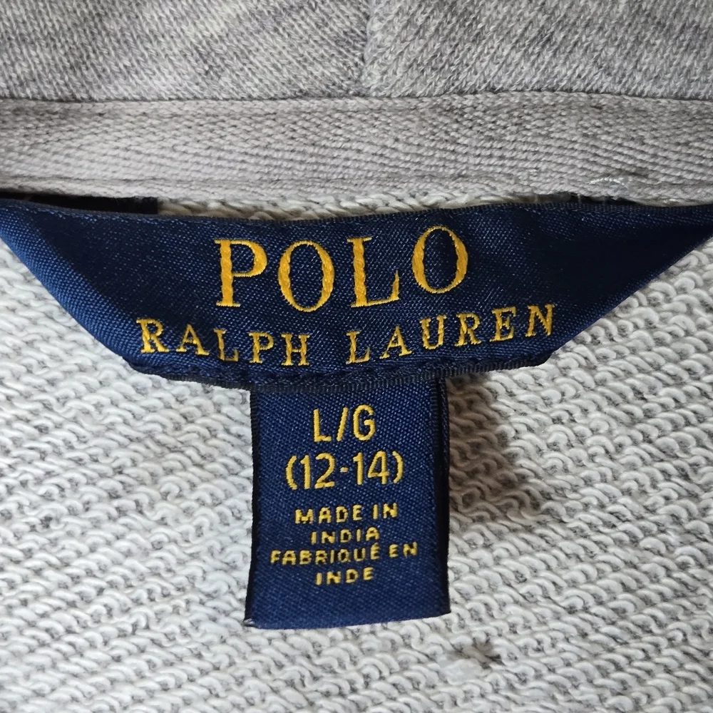 Polo Ralph Lauren Heather Gray Sweatshirt Full Zip Hoodie Jacket Big Boys Large